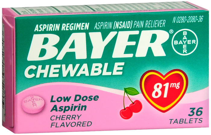 Bayer Low Dose Aspirin Pain Reliever 81mg Cherry Chewable Tablets 36ct