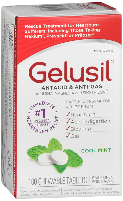 Gelusil Antacid & Anti-Gas Cool Mint Chewable Tablets 100ct