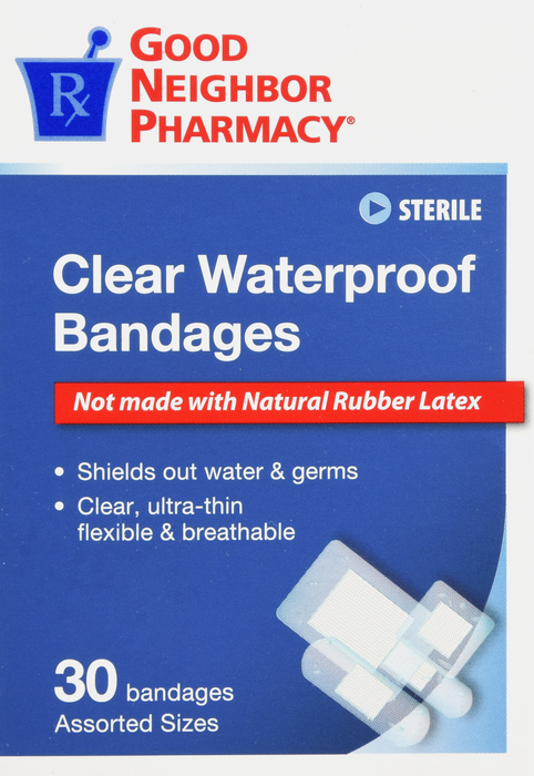 Good Neighbor Pharmacy Clear Waterproof Bandages Assorted 30ct