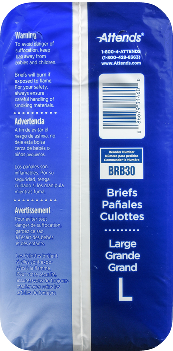 ATTENDS BRIEF BREATHABLE HEAVY ABSORBENCY LARGE 3X24CT