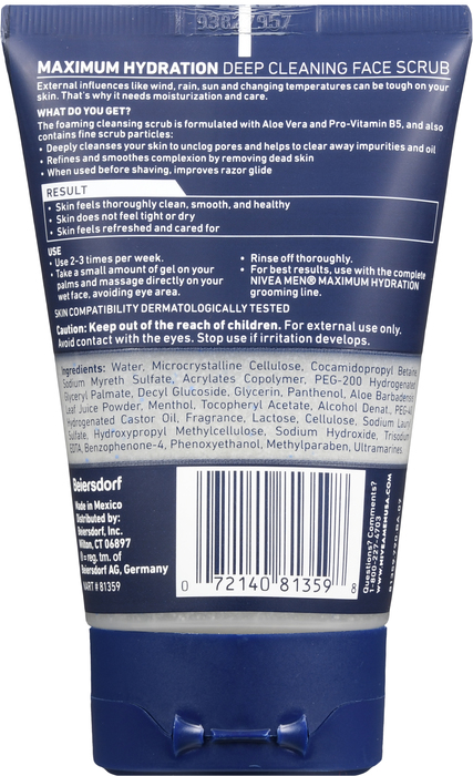 Nivea Men Maximum Hydration Face Scrub 4.4oz