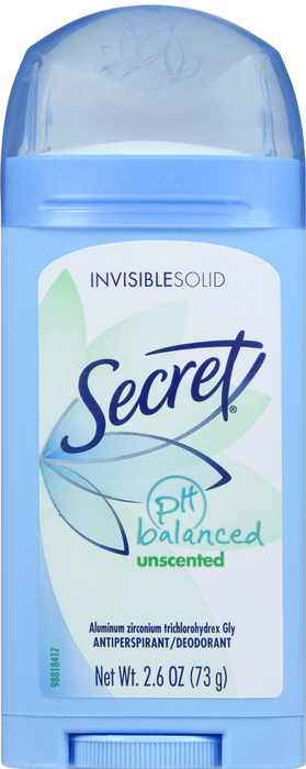 Secret Invisible Solid Unscented Deodorant 2.6oz