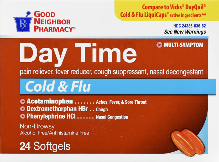 Good Neighbor Pharmacy Day Time Cold & Flu Multi-Symptom Softgels 24ct