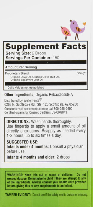 Wellements Organic Baby Tooth Oil 0.5oz