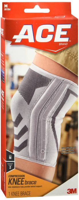 ACE KNITTED KNEE BRACE WITH SIDE STABILIZERS MEDIUM