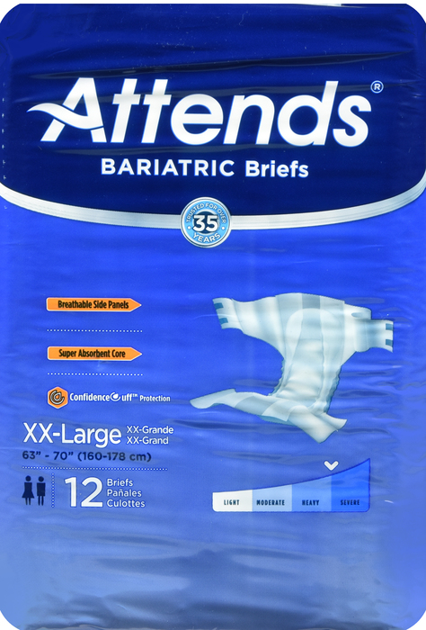 Attends Bariatric Briefs XXL 63-70" 4x12ct