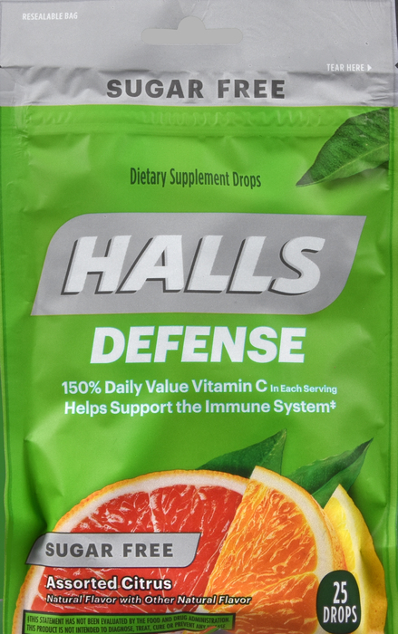 HALLS DEFENSE BAG S/F ASST CITRUS 25CT