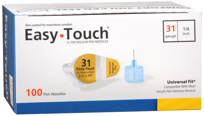 Easy Touch Pen Needles 31Gx1/4in 100ct