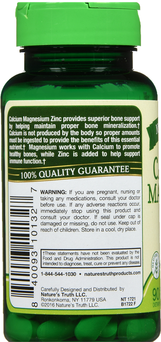 CALCIUM-MAGNSM-ZINC CPL 90CT NAT TRUTH