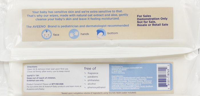 AVEENO BABY ALLOVER SENSITIVE WIPES 64CT