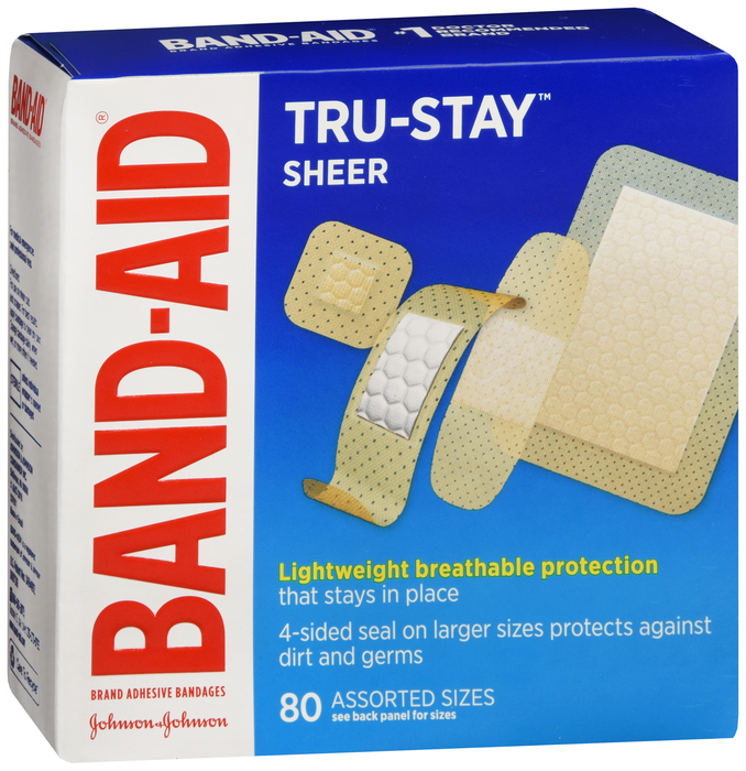 BAND-AID Tru-Stay Sheer Strips Adhesive Bandages, One Size 80ct