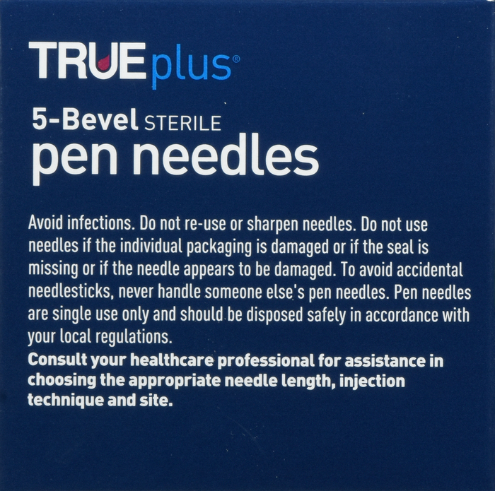 TRUEplus 5-Bevel Pen Needles 31Gx5mm 100ct