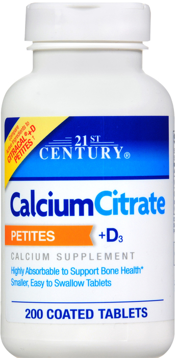 21st Century Calcium Citrate + D3 Petites Tablets 200ct