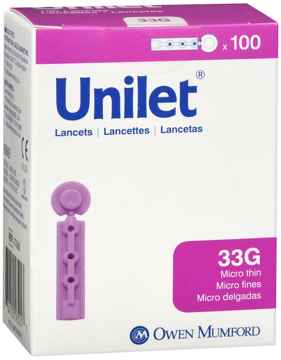 Unilet Lancets Micro Thin 33 G 100ct