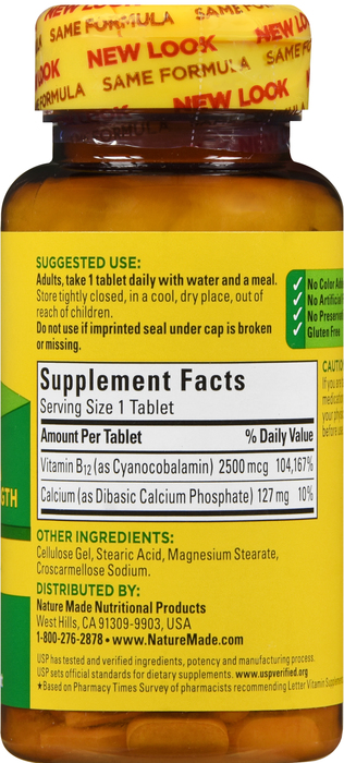 Nature Made Vitamin B-12 2500mcg Tablets 60ct