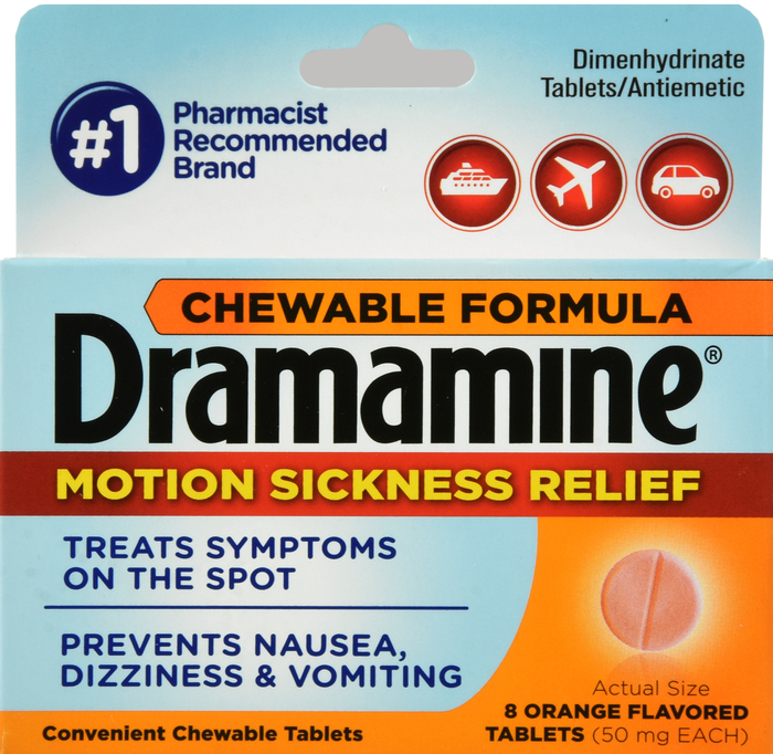 Dramamine Formula Motion Sickness Relief Orange Chewable Tablets 8ct