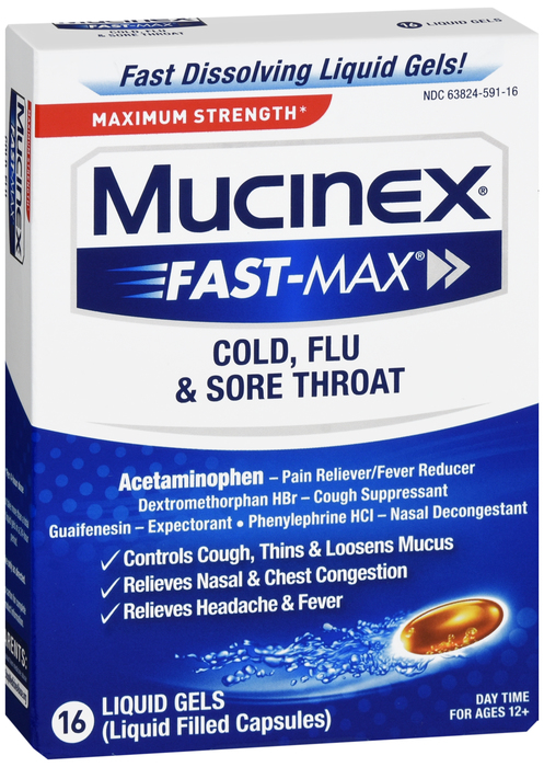 Mucinex Fast-Max Cold Flu & Sore Throat Liquid Gels 16ct