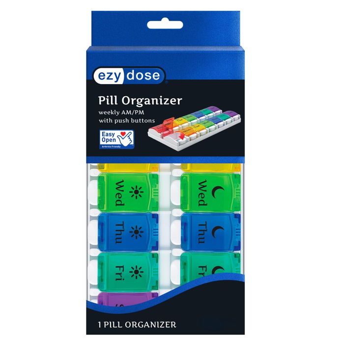 Ezy Dose Pill Organizer Weekly AM/PM with Push But