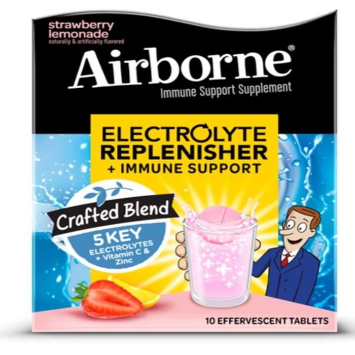 Airborne Electrolyte Replenisher Strawberry Lemon Tablets 10ct