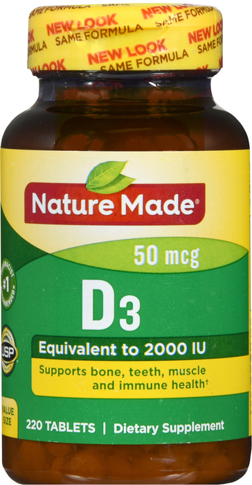 Nature Made Vitamin D-3 2000IU Tablets 220ct