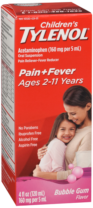 Children's Tylenol Pain + Fever 160mg Acetaminophen Bubblegum Oral Suspension 4oz