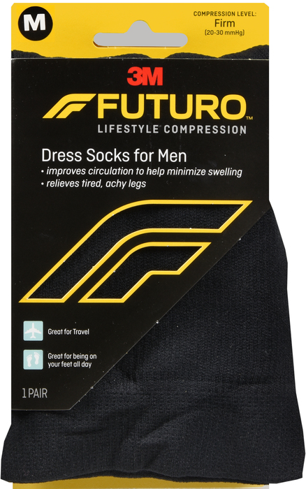 Futuro Men's Dress Socks 20-30mmHg Black Medium 1ct