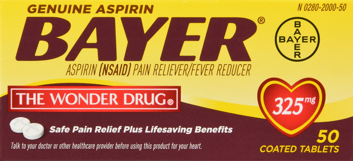 Bayer Aspirin Pain Reliver/Fever Reducer 325mg Coated Tablets 50ct