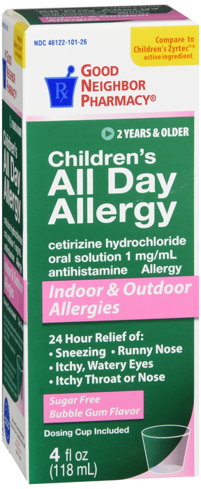 Good Neighbor Pharmacy Children's All Day Antihistamine 1mg Bubble Gum Flavor Syrup 4oz