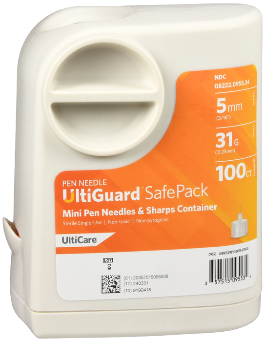 UltiGuard SafePack Pen Needles 31Gx5mm 100ct