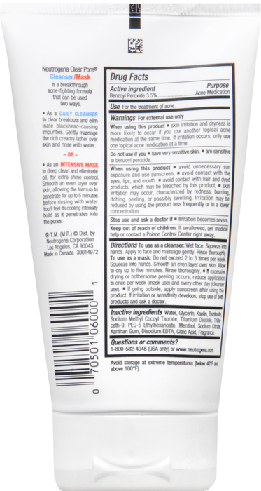 NEUTROGENA CLEAR PORE CLEANSR/MASK 4.2OZ