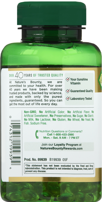 Nature's Bounty Vitamin D3 2000IU Softgels 240ct