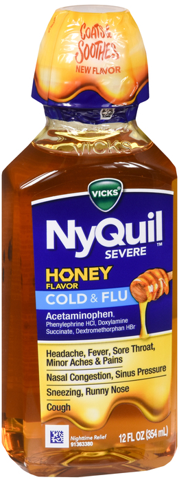 NyQuil Severe Cold & Flu Honey Flavor 12oz