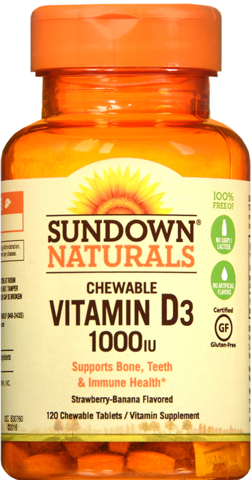 Sundown Vitamin D3 1000IU Chewable Tablets 120ct