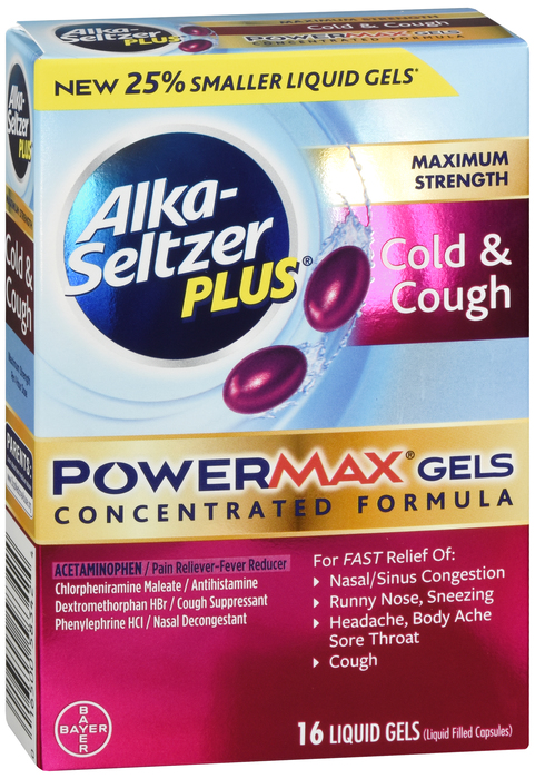 ALKA-SELTZER PLUS PWRMAX C/C GEL 16CT