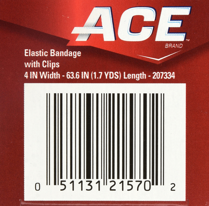 ACE 4 Inch Compression Bandage Black with Clips 1ct