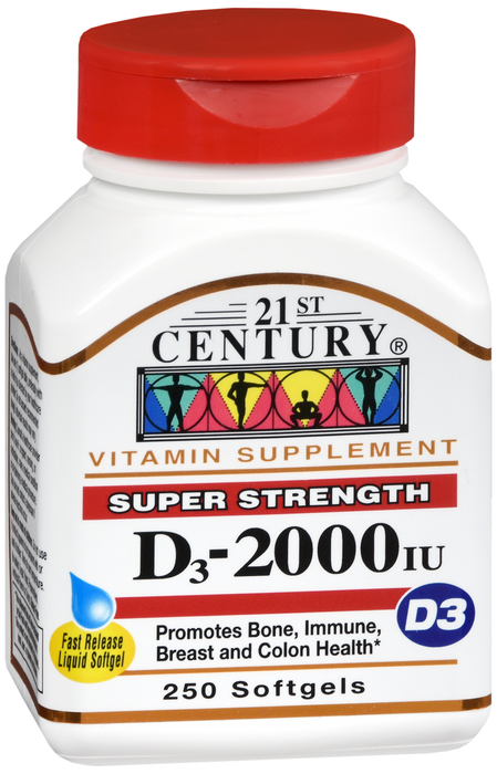 21st Century Vitamin D3 2000 IU Softgels 250ct