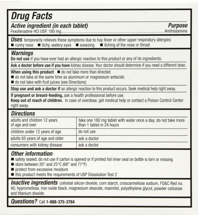 Good Neighbor Pharmacy Allergy Relief 24 Hour Antihistamine 180mg Tablets 30ct