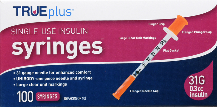 TRUEPLUS SYRINGE 5/16 INCH 31GX3/10CC 100CT