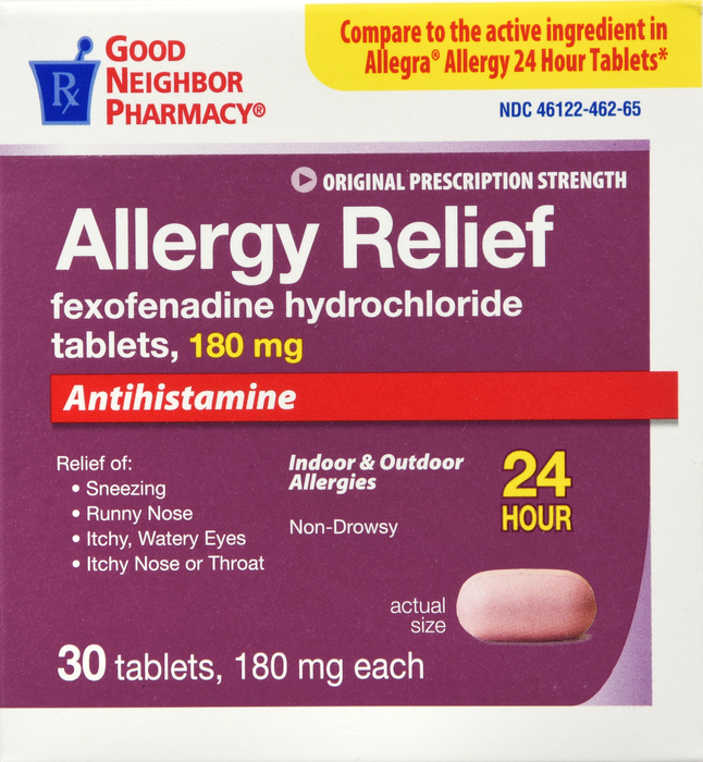 Good Neighbor Pharmacy Allergy Relief 24 Hour Antihistamine 180mg Tablets 30ct