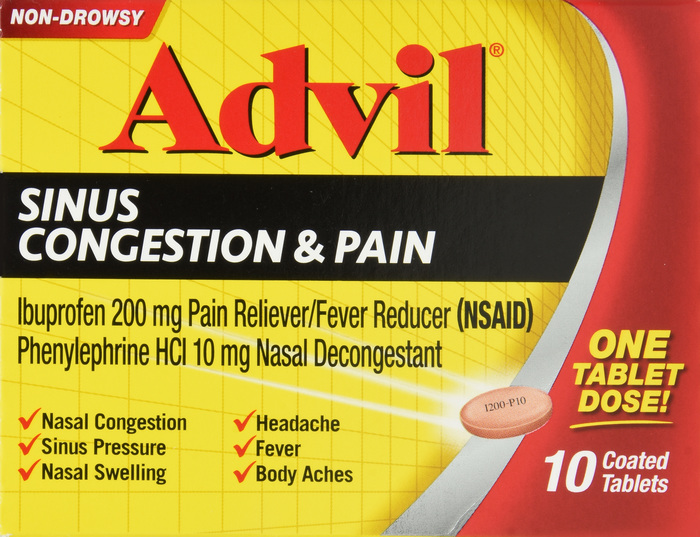 ADVIL SINUS CONGESTION AND PAIN TAB 10CT