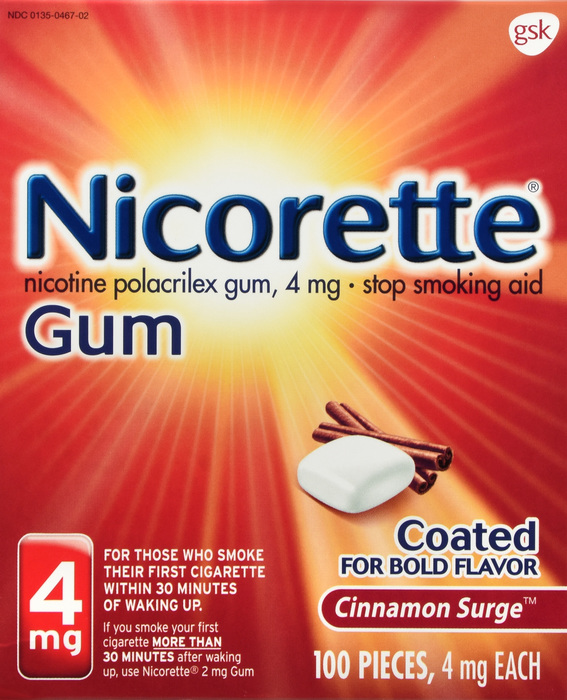 Nicorette Stop Smoking Aid 4mg Cinnamon Surge Coated Gum 100ct