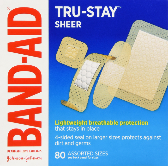 BAND-AID Tru-Stay Sheer Strips Adhesive Bandages, One Size 80ct