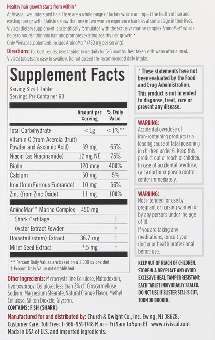 VIVISCAL EX STRNGTH HAIR GROWTH TAB 60CT