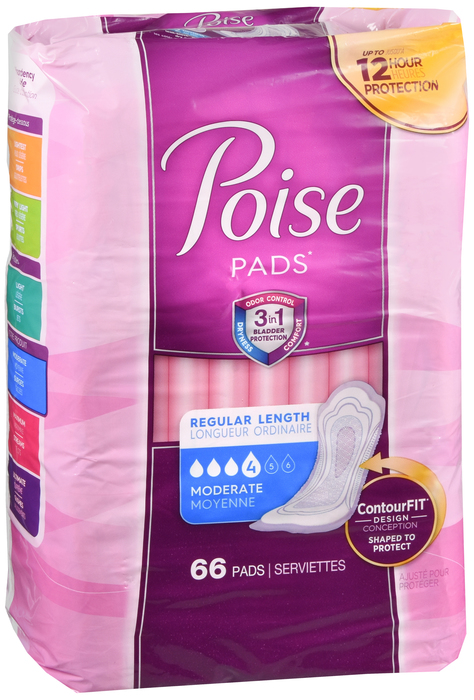 Poise Incontinence Moderate Absorbency Regular Length Pads 66ct