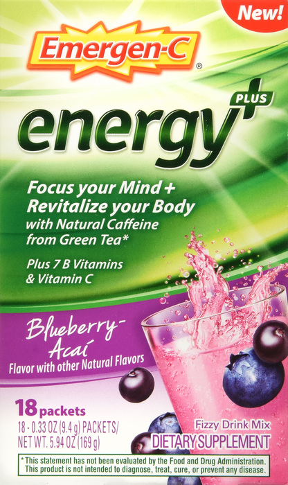 EMERGEN-C ENERGY+ BLUEBRRY ACAI PWD 18CT