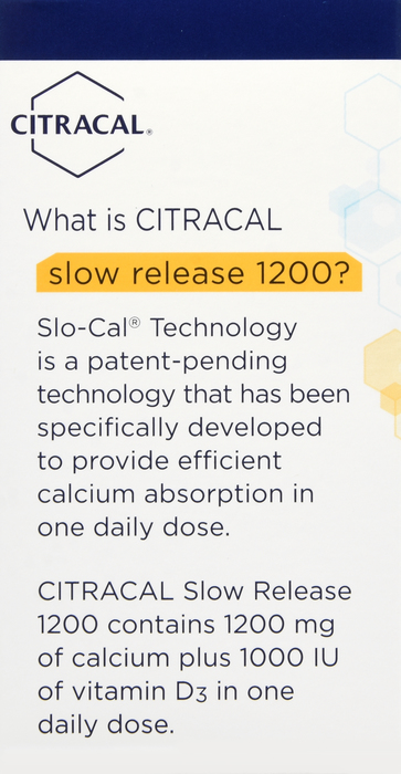 Citracal Calcium+D3 Slow Release 1200 Calcium Supplement Tablets 80ct