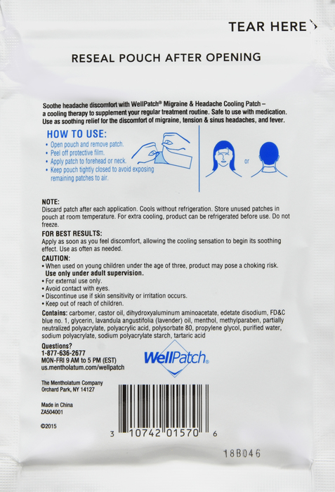 WellPatch Migraine & Headache Cooling Patch 4ct