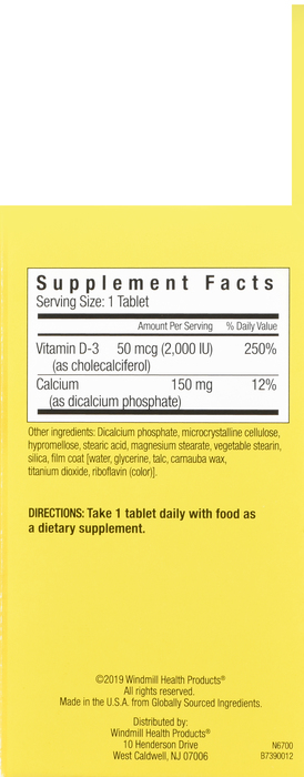 WINDMILL VITAMIN D 2000IU SUNSHINE TABLET 60CT