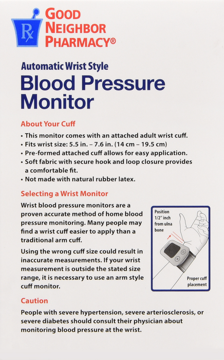 Good Neighbor Pharmacy Automatic Wrist Style Blood Pressure Monitor 1ct