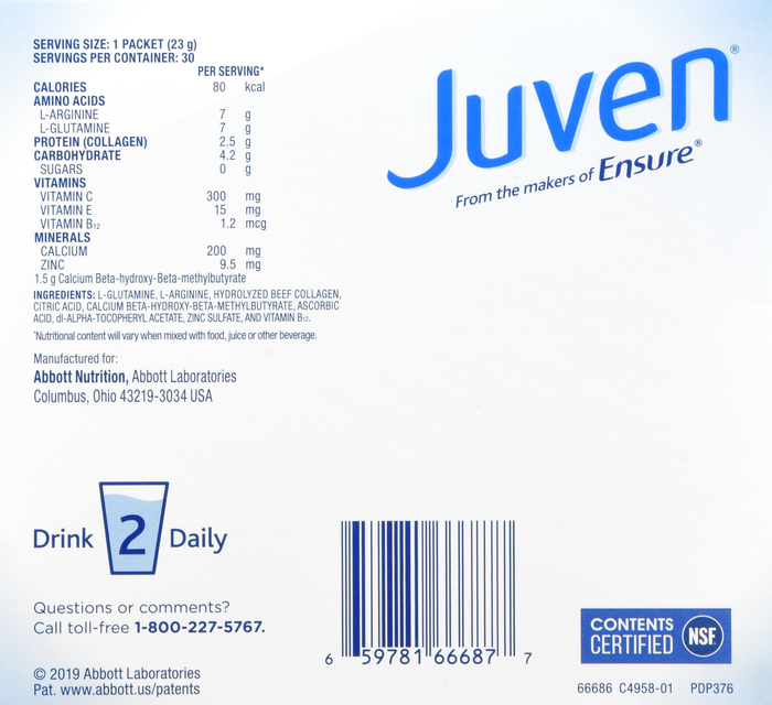 JUVEN UNFLAVORED PWD PACKET 30X23GM